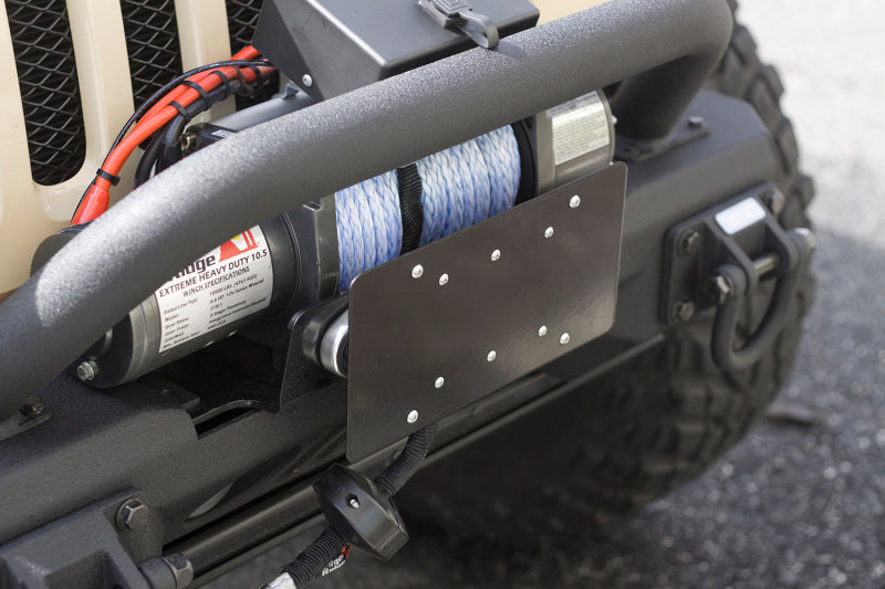 Rugged Ridge Front Hawse Fairlead License Plate Mounting Bracket | Dirty Garage