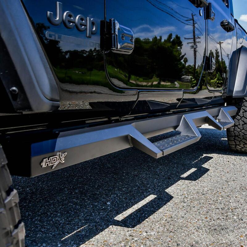 2020-2026 Gladiator HDX Textured Black Drop Nerf Step Bars - View 3 | Dirty Garage