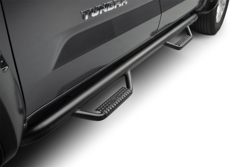 2007-2017 Tundra Double Cab 3" Textured Black Cab Length Nerf Bars - View 4 | Dirty Garage