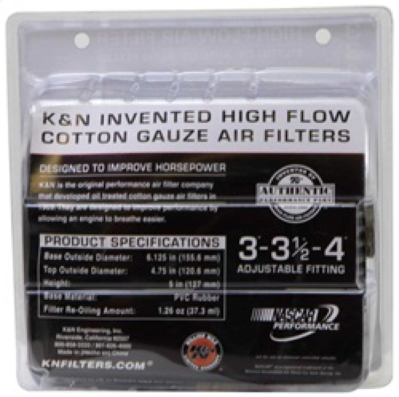 Universal Air Filter Chrome Round Tapered Red - 4in Flange ID x 1.125in Flange Length x 5.5in H - View 11 | Dirty Garage