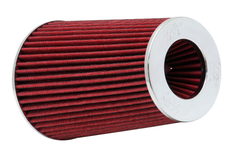 Universal Air Filter Chrome Round Tapered Red - 4in Flange ID x 1.125in Flange Length x 9.5in H - View 2 | Dirty Garage