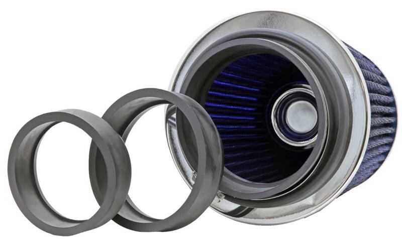Universal Air Filter Chrome Round Tapered Blue - 4in Flange ID x 1.125in Flange Length x 5.5in H | Dirty Garage