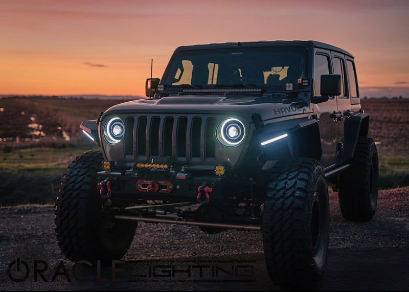2018-2025 JL Gladiator Oculus Bi-LED Projector Headlights Matte Black 5500K - View 18 | Dirty Garage