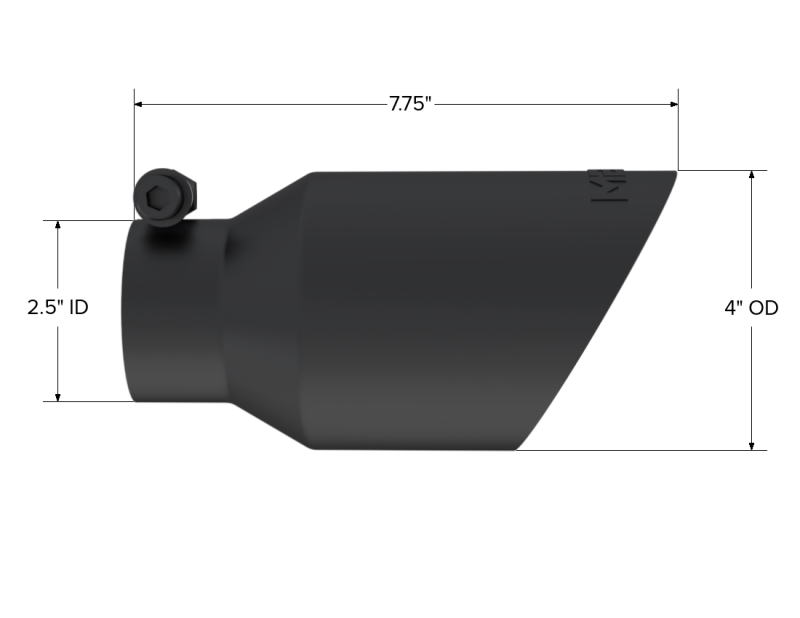Universal 4" OD Dual Wall Angled 2.5" Inlet 8" Exhaust Tip Black - View 2 | Dirty Garage