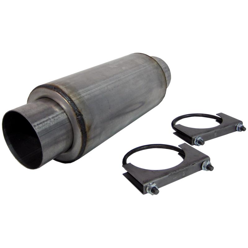 Universal Resonator 4" Inlet Outlet 12" Body 18 Overall Aluminized | Dirty Garage