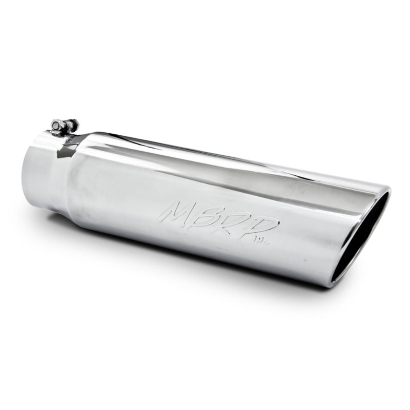 Universal 5" OD Angled Rolled End 4" Inlet 18" T304 Exhaust Tip | Dirty Garage