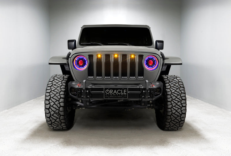 2018-2022 Wrangler Pre-Runner Style LED Grille Kit Amber - View 4 | Dirty Garage