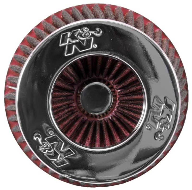 Universal Air Filter Chrome Round Tapered Red - 4in Flange ID x 1.125in Flange Length x 5.5in H | Dirty Garage