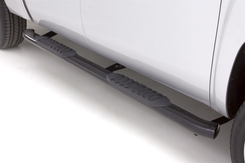 Lund 99-17 Chevy Silverado 1500 Std. Cab (Body Mount) 5in. Oval Curved Steel Nerf Bars - Black - View 3 | Dirty Garage