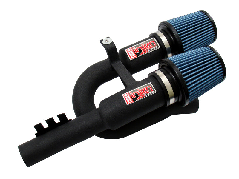 2007-2009 335i 2008-2009 135i 3.0L L6 Twin Intake Wrinkle Black Short Ram Intake - View 2 | Dirty Garage