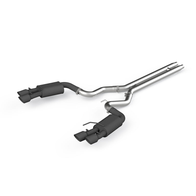 2018-2019 Mustang GT 5.0 3" Dual Split Rear Cat Back Quad 4" Dual Wall Tips Black Coated | Dirty Garage