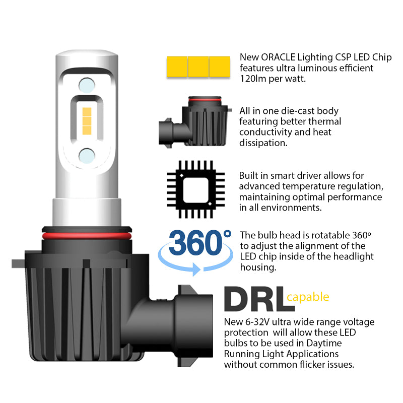 Universal V-Series LED Headlight Bulb Conversion Kit 6000K - View 2 | Dirty Garage