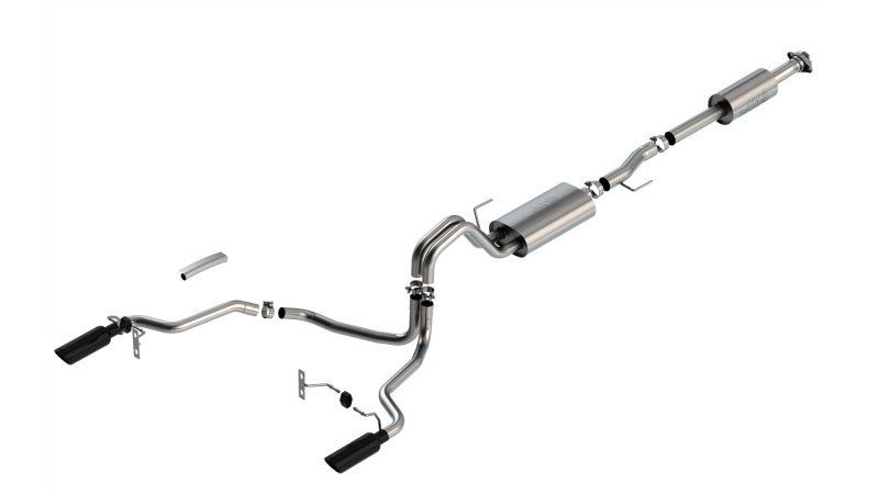 Borla F-150 2021 2.7L/3.5L 4dr CC SB EC STB Lar/KingR/Plnm/LTD 3/2.25 SRE CB Touring BLK CHR Tips - View 4 | Dirty Garage