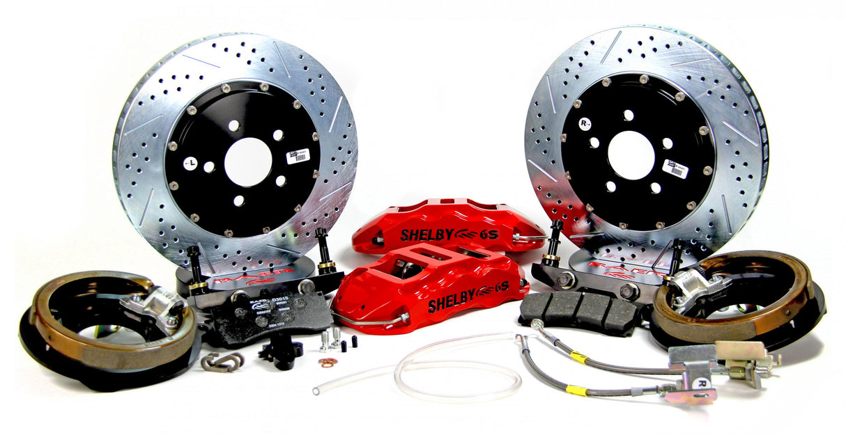 2005-2014 Ford Mustang Rear Extreme+ Brake Brake Kit Red w/ Park Brake | Dirty Garage