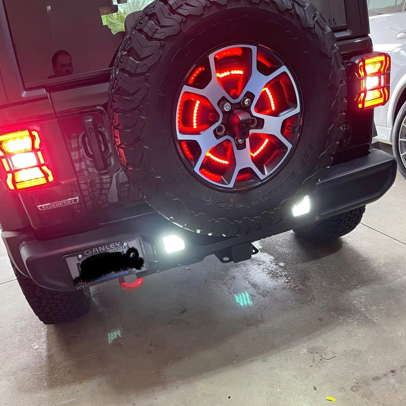 2018-2025 Wrangler Rear Bumper LED Reverse Lights 6000K - View 2 | Dirty Garage