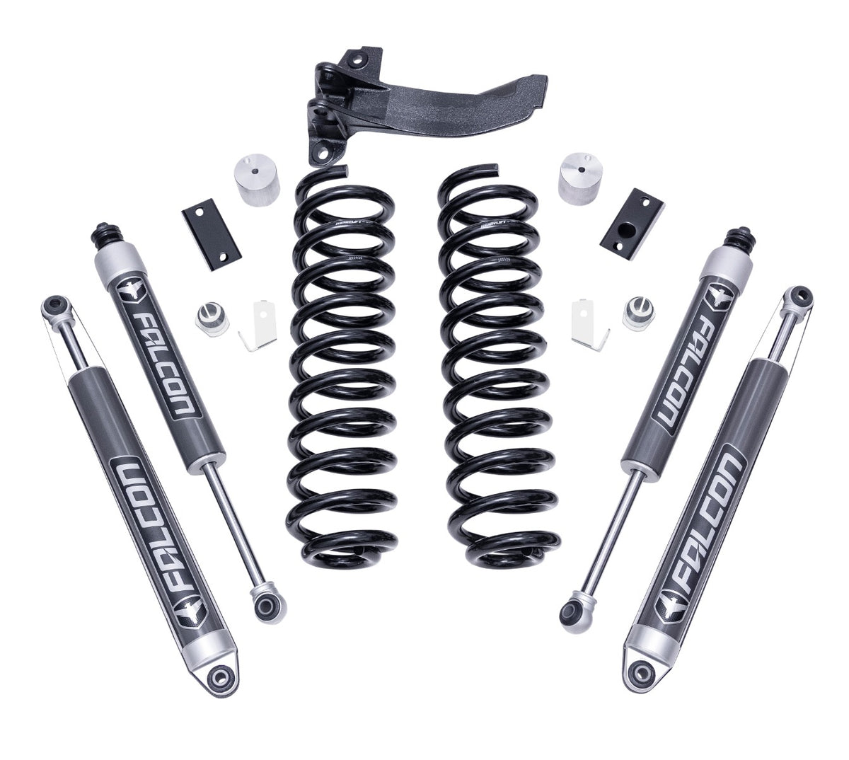 2011-2016 Superduty 2.5 Coil Spring Front Lift Kit Falcon 2.1 Monotube Front Rear Shocks Front Track Bar Bracket | Dirty Garage