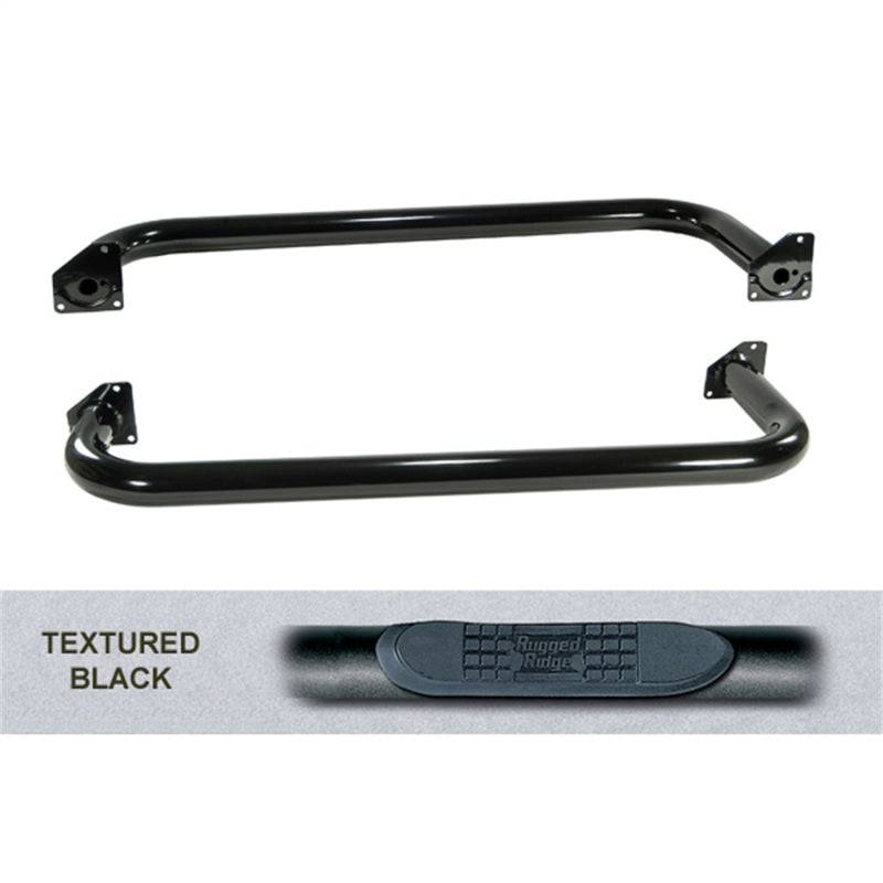 Rugged Ridge 3-In Round Side Step Black 97-06TJ | Dirty Garage