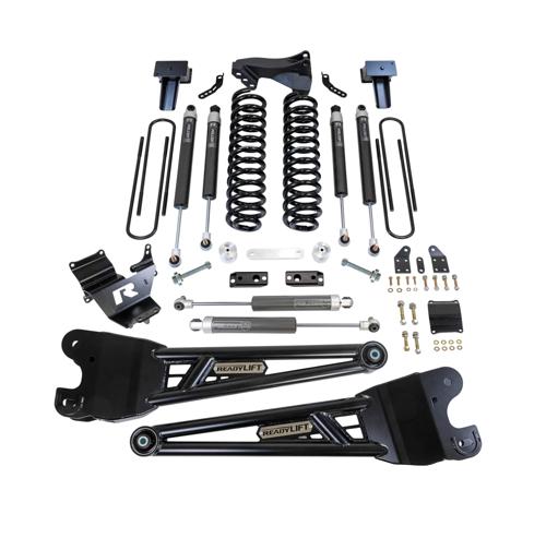 2023-2025 Superduty 4" Coil Spring Lift Kit w/ Falcon 1.1 Monotube Front Rear Shocks Radius Arms Dual Steering Stabilizer Front Track Bar Bracket | Dirty Garage