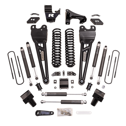 2023-2025 Superduty 6" Coil Spring Lift Kit w/ Falcon 1.1 Monotube Front Rear Shocks Radius Arms Dual Steering Stabilizer Front Track Bar Bracket | Dirty Garage