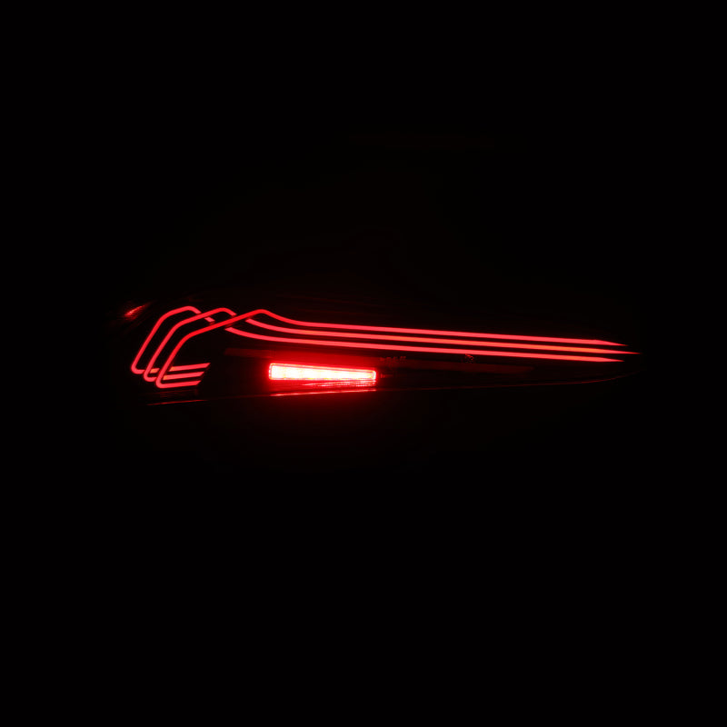 2020-2024 Supra Luxx-Series Laser Style LED Tail Lights Black Red - View 3 | Dirty Garage