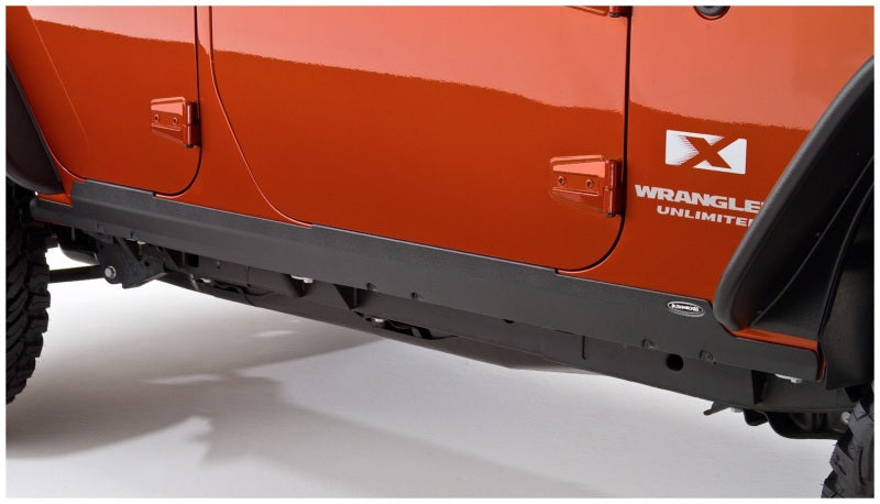 2007-2018 Wrangler Unlimited 4-Door Trail Armor Black Rocker Panels w/ Sill Guards - View 3 | Dirty Garage