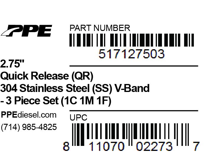 Universal 2.75 Inch V Band 3 Piece Set 1C 1M 1F QR - View 5 | Dirty Garage