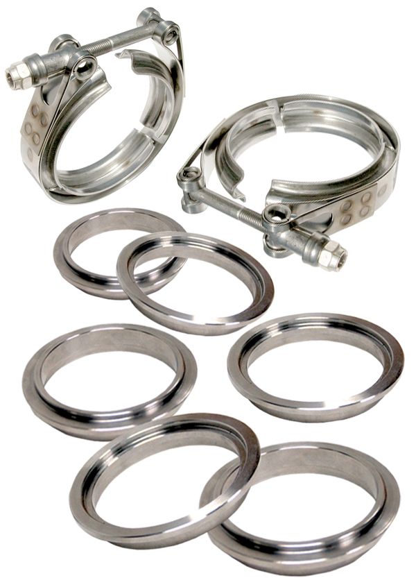Universal 3.5 Inch V Band Clamp Stainless Steel 8 Piece Set 2C 3M 3F | Dirty Garage