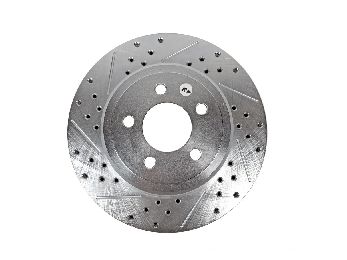 2005-2016 Mopar Rear Brake Rotor Slotted Drilled Zinc Plated - View 2 | Dirty Garage