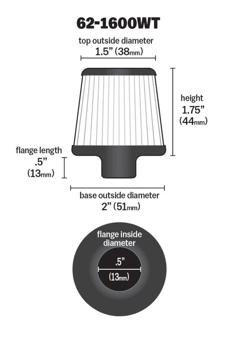 Universal 2in Base OD x .375in Flange ID x 1.75in H Rubber Base Crankcase Vent Filter - White - View 2 | Dirty Garage