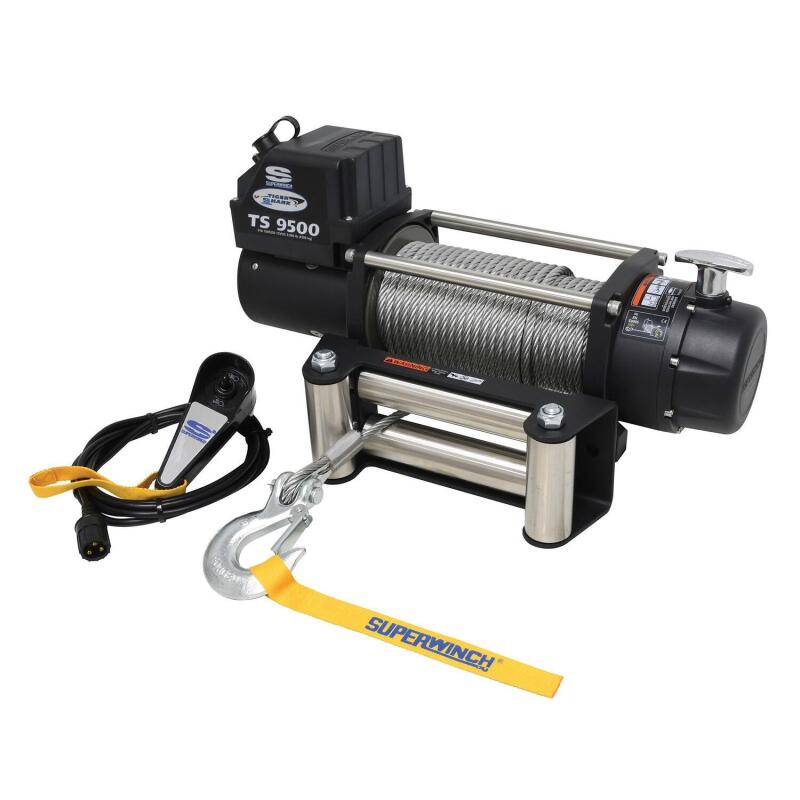Universal 9500 LB 12V DC Tiger Shark Winch w/ Synthetic Black Rope - View 14 | Dirty Garage