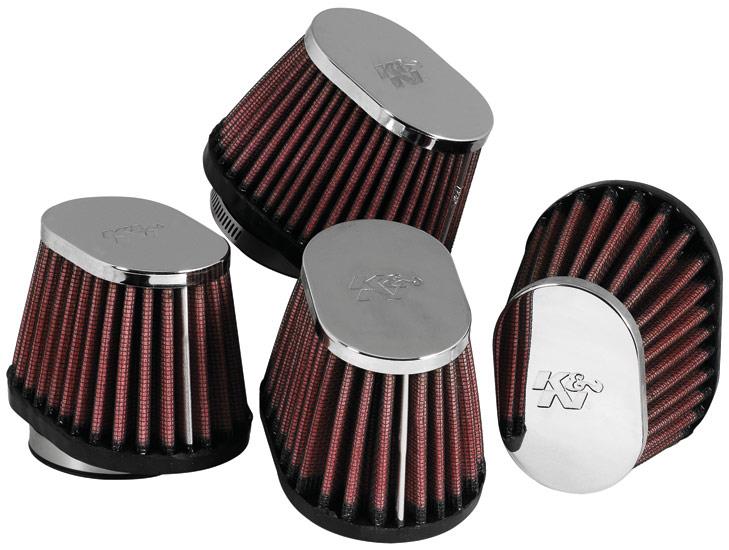 Universal Chrome Oval Tapered Air Filter - 2in Flg ID x 4in OS L 3in OS W x 2.75in H | Dirty Garage