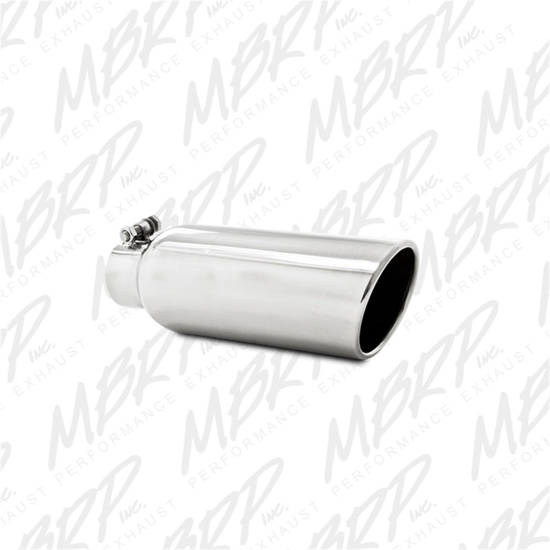 Universal 4" OD 2.5" Inlet 12" Angled Cut Rolled End Clampless No-Weld T304 Tip - View 2 | Dirty Garage