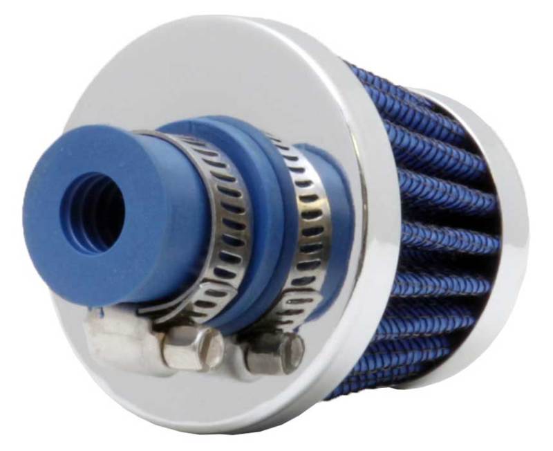 Universal 2in Base OD x .375in Flange ID x 1.75in H Rubber Base Crankcase Vent Filter - Blue - View 4 | Dirty Garage