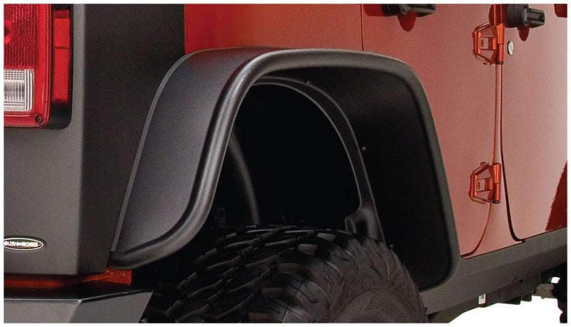 2007-2018 Wrangler Unlimited Flat Style Rear Fender Flares 2pc - Black - View 2 | Dirty Garage