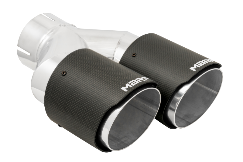 Universal 3" ID Dual 4" OD Staggered Dual Wall Carbon Fiber Exhaust Tip - View 3 | Dirty Garage