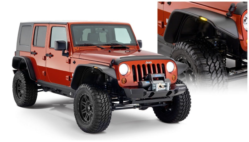 2007-2018 Wrangler Unlimited 4-Door Flat Style Fender Flares 4pc - Black - View 2 | Dirty Garage