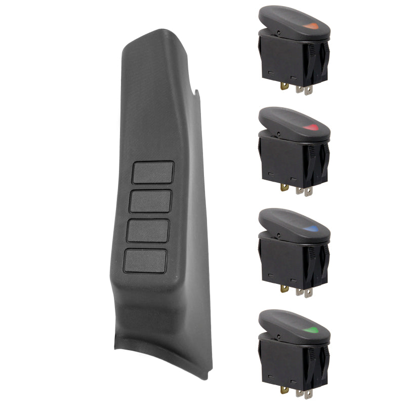 Rugged Ridge A-Pillar 4 Switch Pod Kit Black LHD 11-18 JK - View 2 | Dirty Garage