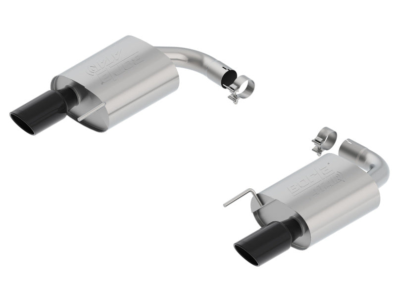 Borla Atak S Rear Section 15-17 Ford Mustang GT 5.0L V8 MT/AT 2.5in pipe 4in tip (Black Chrome) - View 3 | Dirty Garage