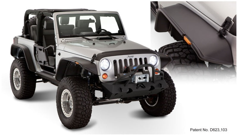 2007-2018 Wrangler 2-Door Flat Style Fender Flares 4pc - Black - View 2 | Dirty Garage