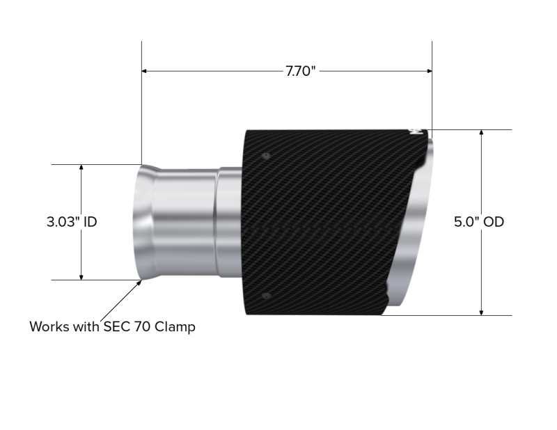 2015-2023 Charger 5.7L 6.2L 6.4L T304 3" ID 5" OD 8" Angle Cut Carbon Tip - View 2 | Dirty Garage
