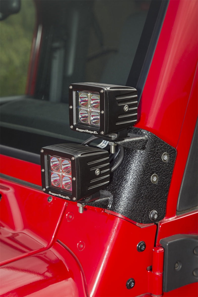 Rugged Ridge 97-06 Jeep Wrangler TJ Textured Black Dual A-Pillar Light Mount - View 5 | Dirty Garage