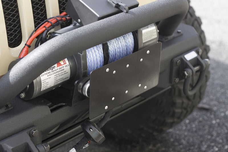Rugged Ridge Front Hawse Fairlead License Plate Mounting Bracket - View 2 | Dirty Garage