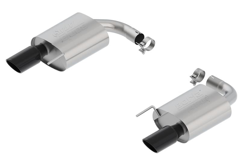 Borla Atak S Rear Section 15-17 Ford Mustang GT 5.0L V8 MT/AT 2.5in pipe 4in tip (Black Chrome) - View 4 | Dirty Garage