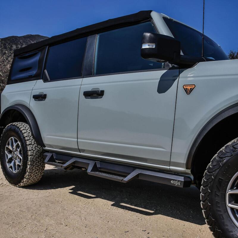 2021-2026 Bronco HDX Textured Black Drop Nerf Bars - View 2 | Dirty Garage