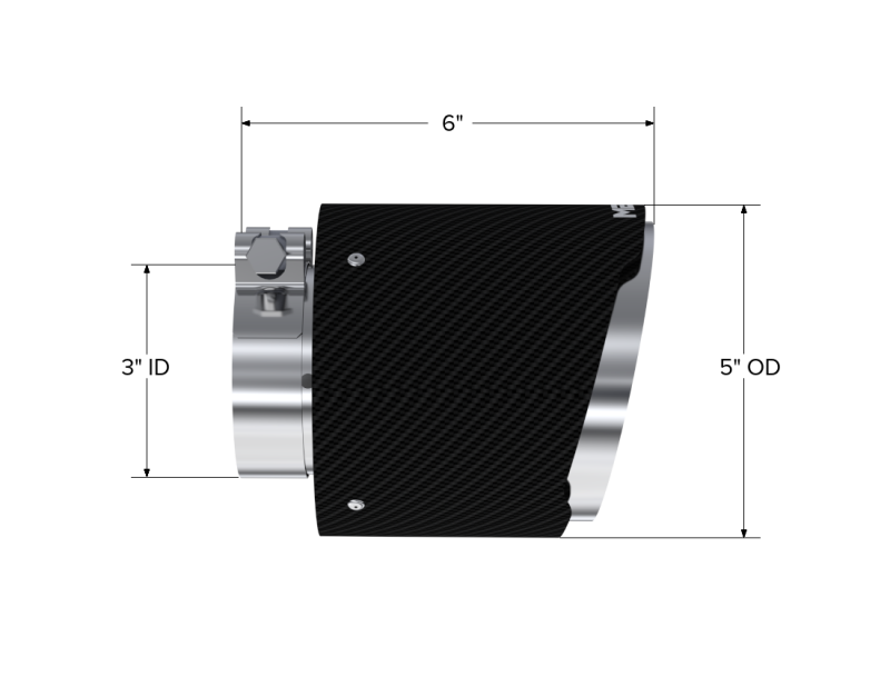 Universal Carbon Fiber Tip 3" ID 5" OD 6.13" L Angle Cut Dual Wall - View 3 | Dirty Garage