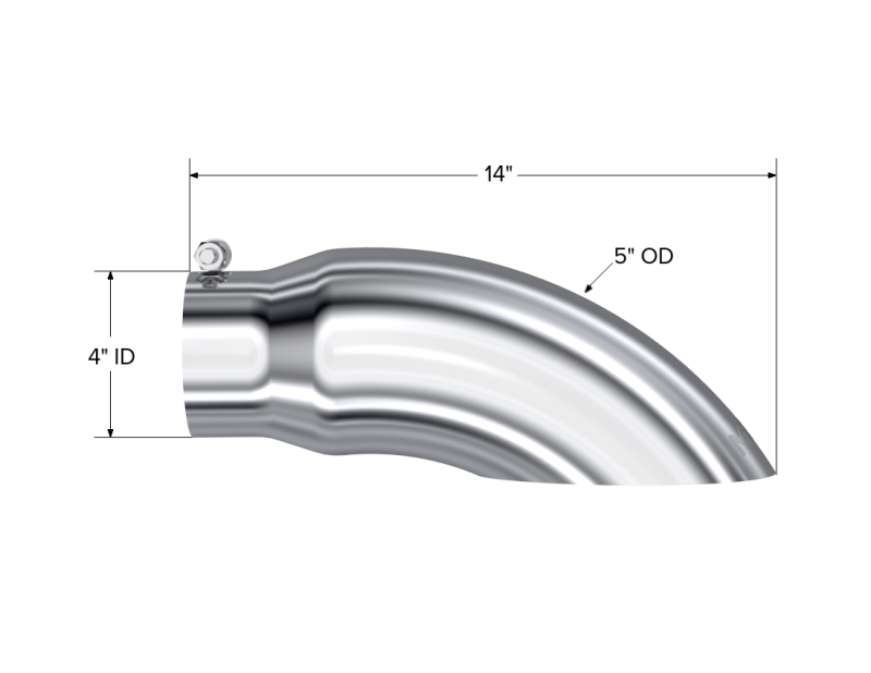 Universal Tip 5 OD Turn Down 4" Inlet 14 Length - View 5 | Dirty Garage