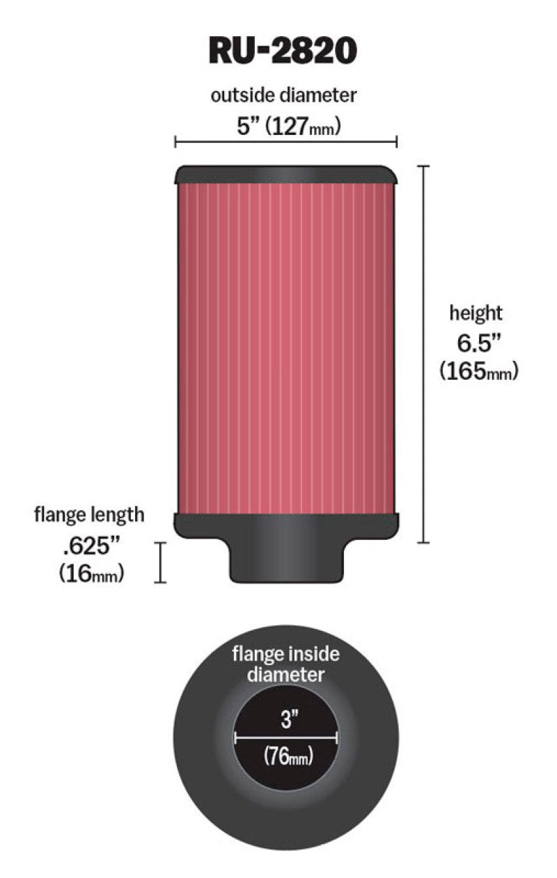 Universal Filter 3 inch Flange 5 inch OD 6 1/2 inch Height - View 2 | Dirty Garage