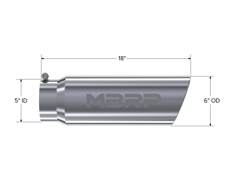 Universal 6" OD Angled Rolled End 5" Inlet 18" T304 Exhaust Tip - View 5 | Dirty Garage