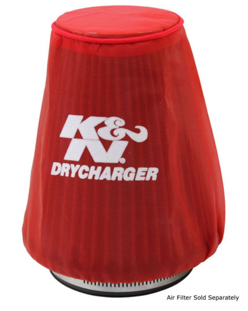 Universal Red Drycharger 5.25in x 3in Round Tapered Air Filter Wrap - View 2 | Dirty Garage