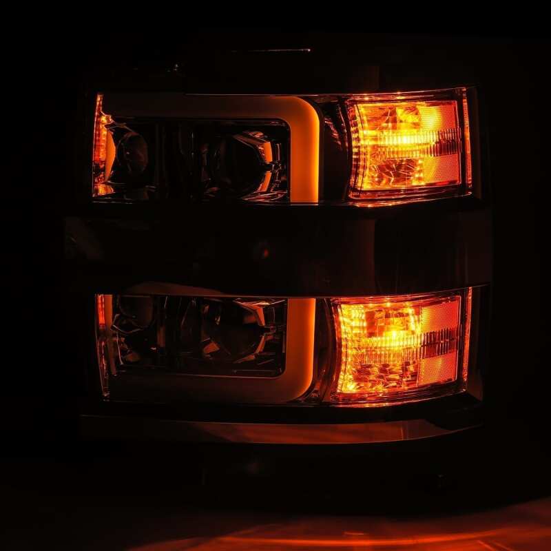 2015-2019 GM HD Pro-Series Projector Black Headlights Sequential Signal DRL - View 2 | Dirty Garage